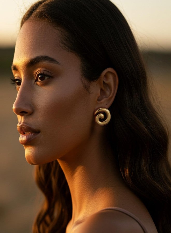 YEEZII Gold Statement Earrings Set for Women, 9 Pairs Hypoallergenic Large Lightweight Earring Pack, Chunky Gold Stud Earrings for Women Jewelry - Image 2